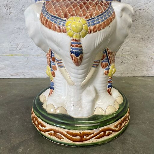 象の花台 陶器 オブジェ 置物 ガーデニング シンボルツリー 動物