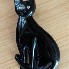【美品】黒猫 ブローチ