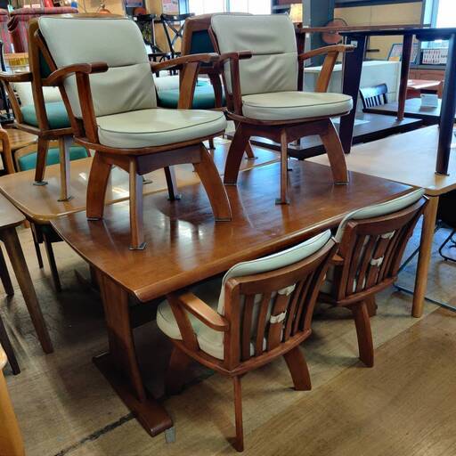 【愛品倶楽部柏店】 肘付回転式チェア ダイニング5点セット
