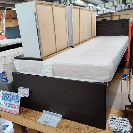 【愛品倶楽部柏店】 収納付きシングルベッド 「F:ニトリ」「M:ニトリ ZERO LIGHT2 VB-S 薄型」