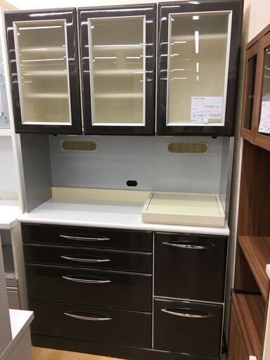 ★ジモティ割あり★ 吉田家具 食器棚 ダークブラウン W120×D49×H201 クリーニング済み SJ5576