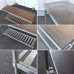 【ヤ取終了6/10】≪yt1274ジ≫ ステンレス作業台 幅150cm 奥行45cm 高さ80cm 2段/スノコ棚/店舗/厨房/設備/ガレージ/DIY 現状品 60413-04