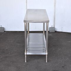 【ヤ取終了6/10】≪yt1274ジ≫ ステンレス作業台 幅150cm 奥行45cm 高さ80cm 2段/スノコ棚/店舗/厨房/設備/ガレージ/DIY 現状品 60413-04