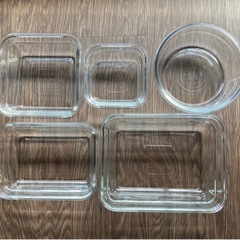 グラスロック　ガラス製保存容器 タッパ　オープンOK　5個セット