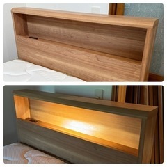 【超美品‼️】定価114,490円♪ 高級 フランスベッド シングルベッド フレームマットレスセット 照明･コンセント付き 木目調ライトブラウン♪