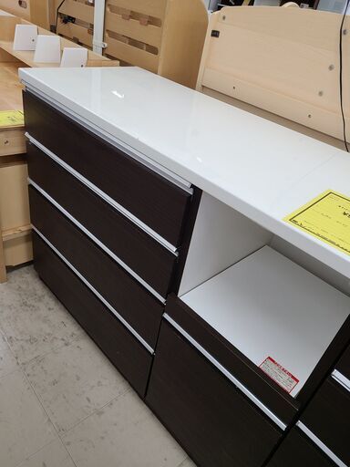 J4656　NITORI　ニトリ　キッチンカウンター　レジューム120-2SH-R DBR　ダークブラウン　クリーニング済　【リユースのサカイ柏店】