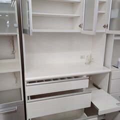 ☆ジモティ割あり☆ レンジボード ホワイト×シルバー H200×D51×W120 