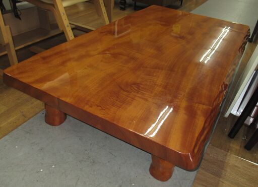R382 一枚板 大型ローテーブル、座卓天然木 、幅152cm 厚み6cm Used・美品