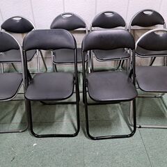事務椅子 8脚セット パイプ椅子 折りたたみチェア 会議椅子 ブラック
