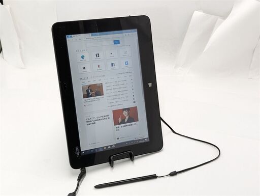 即決 中古美品 バッテリサイクル9回 10.1型 タブレット 富士通 ARROWS Tab Q555/K64 ペン付き 高速SSD Atom 4GB 無線LAN Bluetooth webカメラ Windows10 Office