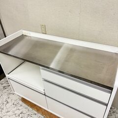 W 17597 大川家具 ステンレストップキッチンカウンター ◇大阪市内・東 