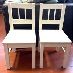 【ネット決済・配送可】IKEAキッズ木製チェア2脚セット