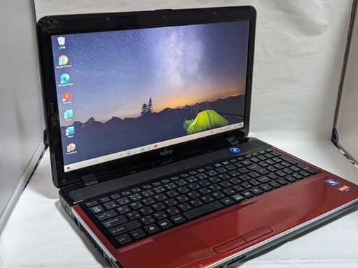 富士通LifeBookAH40/D赤SSDWIN10Office2021あんしん決済対応可能
