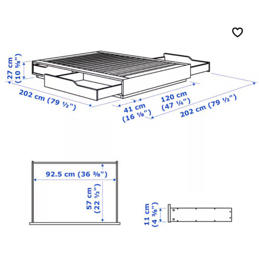 IKEA 収納付きベットフレーム MANDAL マンダール セミダブル