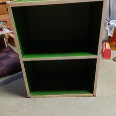 2段カラーボックス 緑と茶色セット