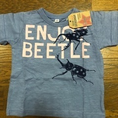 【薄いネイビー】クワガタ　カブトムシ　昆虫　Tシャツ　90
