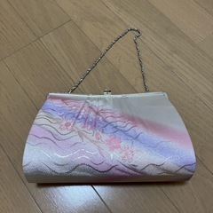 【ネット決済】和装バッグ 着物用 桜 白 ピンク 紫 がま口