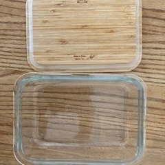 保存容器 ふた付き, 長方形 ガラス/竹, 1.0 l