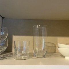スタッキンググラス、木村硝子のグラス、大きめのグラス、無印のお茶碗