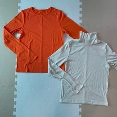 GU リブTシャツ 2枚セット 白 差し色