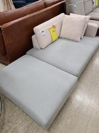 J4675　二人掛けカウチソファ　グレー　クリーニング済　【リユースのサカイ柏店】