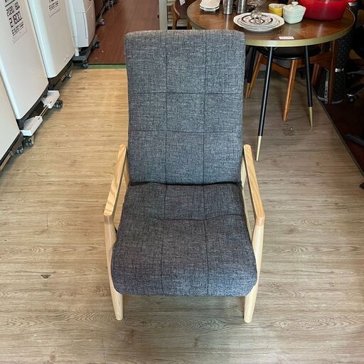 期間限定・激安価格【美品】リクライニングアームチェア グレー 中古家具 椅子 イス