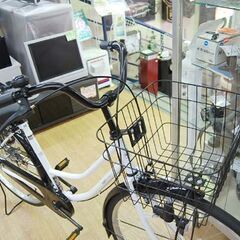 美品 自転車 27インチ ママチャリ 切替なし ホワイト 鍵2本・かご付き POZZAT  札幌市 清田区 平岡 美品 自転車 27インチ ママチャリ 切替なし ホワイト 鍵2本・かご付き