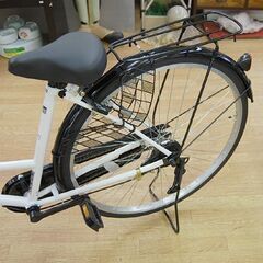 美品 自転車 27インチ ママチャリ 切替なし ホワイト 鍵2本・かご付き