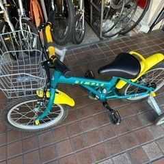 16インチ　カゴ　補助輪付き子供用自転車　