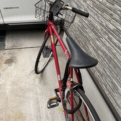 Folkクロスバイク フォーク自転車 赤　定価８万円　引取　カゴ付き　ベル　鍵　スマホスタンド付き　籠あり　レッド　ミニマム