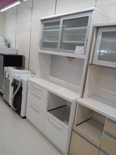 ★ジモティ割あり★  レンジボード ホワイト W110.5×D51×H195.5 クリーニング済み TC2831