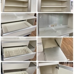 S706 ★ パモウナ キッチンボード カップボード 食器棚 幅120cm ブルーモーション搭載 USED