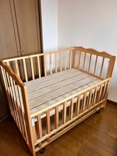 大和屋フラルWオープン すのこベビーベッド ※マットレス•シーツ