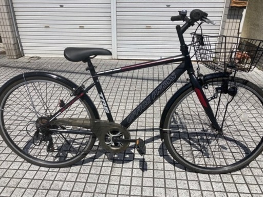 【クロスバイク】美品❗️外装6段変速　泥除け、前カゴ付　チェーン、サドル、グリップ新品❗️若林自転車　膳所店　SALE中❗️