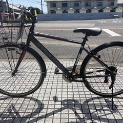 【クロスバイク】美品❗️外装6段変速　泥除け、前カゴ付　チェーン、サドル、グリップ新品❗️若林自転車　膳所店　SALE中❗️
