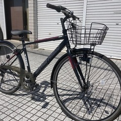【クロスバイク】美品❗️外装6段変速　泥除け、前カゴ付　チェーン、サドル、グリップ新品❗️若林自転車　膳所店　SALE中❗️