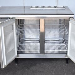 【11/3-店直-保】≪yt1295ジ≫ 福島工業 サンドイッチコールドテーブル YRW-120RM2(改) 幅120cm 奥行75cm 横型2ドア 業務用冷蔵庫 AC100V 現状品 60413-01