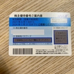 【2枚】ANA株主優待　2024/5/31搭乗まで