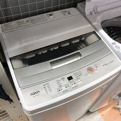 洗濯機 4.5kg アクア AQW-S45J 2021年製 W(幅)52.5×D(奥行き)50×H(高さ)89cm ※クリーニング済み