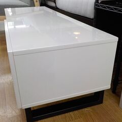 テレビボード 白エナメル 幅118㎝ TV台 引き出し・棚付き ホワイト