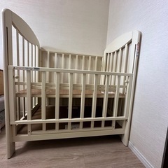 美品★KATOJI ミニベビーベッド　プチバニラ　3段調整可能　収納付き　