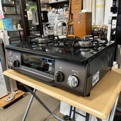 【新品同様‼️】パロマ 2022年製 LP(プロパン)ガス用 ガステーブル 左強火/水無し片面焼きグリル ニュートラルグレー♪