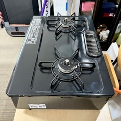 【新品同様‼️】パロマ 2022年製 LP(プロパン)ガス用 ガステーブル 左強火/水無し片面焼きグリル ニュートラルグレー♪