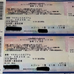 阪神タイガース　チケット　2枚