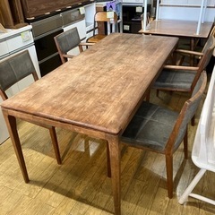 6/23値下げしました！🌕Moon🌕Time &Style ダイニング5点セット タイムアンドスタイル ダイニングテーブル チェア4脚 ウォールナット🪵無垢材🌳モダンデザイン NO.828 