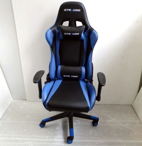 GTRacing ゲーミングチェア ブルー×ブラック 幅69cm 中古☆札幌市白石区☆店頭お引き取り歓迎【自社配送は札幌市内限定】【倉庫保管】