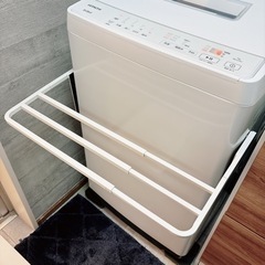  マグネット　伸縮洗濯機　バスタオルハンガー ホワイト 