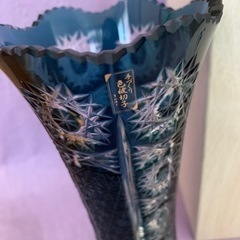 藍染　竹かごめ切子　花瓶
