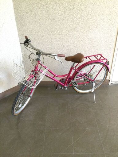 【北見市発】De angelis ジュニア自転車 H6E54935 6段変速 22インチ ピンク (E2739nthY)