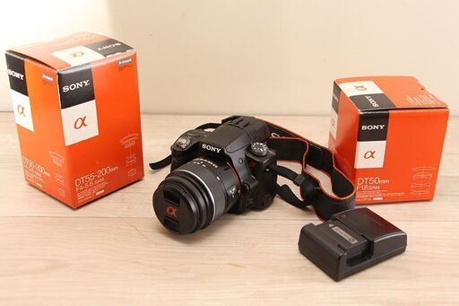 SONY α55 SLT-A55V 18-55mm デジタル 一眼 カメラ ボディ ダブル ズームレンズDT55-200mm +単焦点  DT50mm F1.8 SAM (E2745axwY)